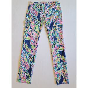 LILLY PULITZER Kelly Textured Skinny Ankle Pants Indigo Palm Reader sz 00